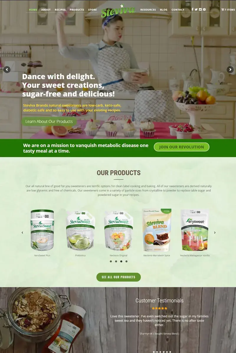 Steviva website design