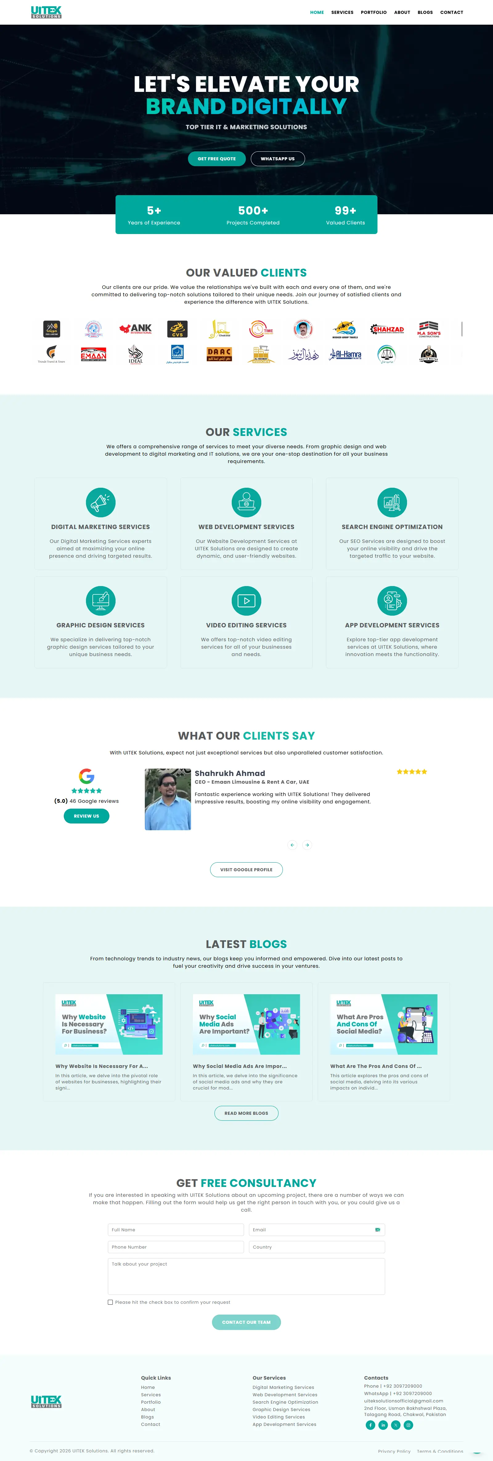 UITEK Solutions website design
